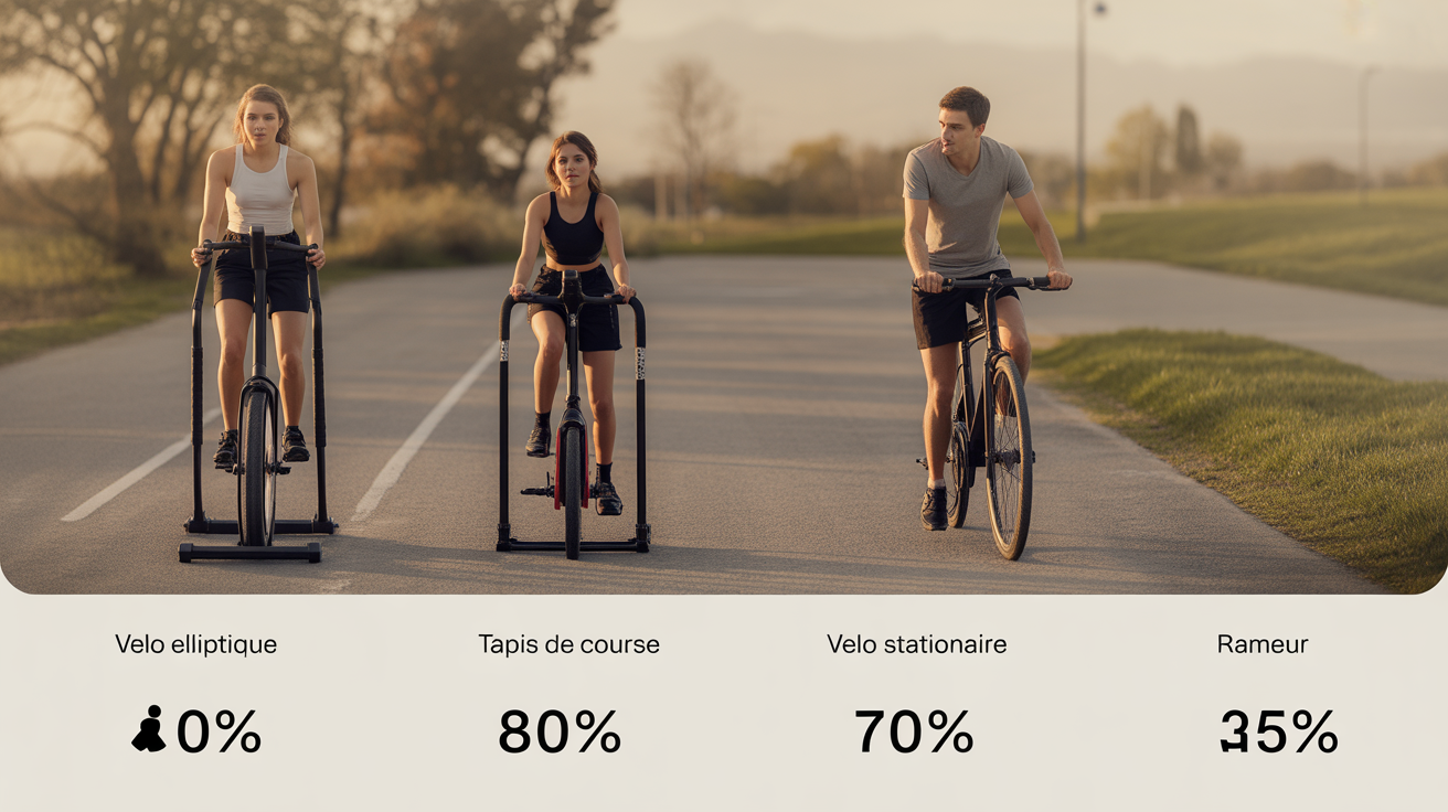 Comparatif vélo elliptique tapis course rameur calories