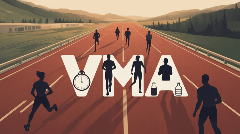 Illustration piste running VMA avec silhouettes et icones