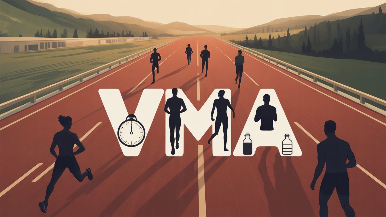 Illustration piste running VMA avec silhouettes et icones