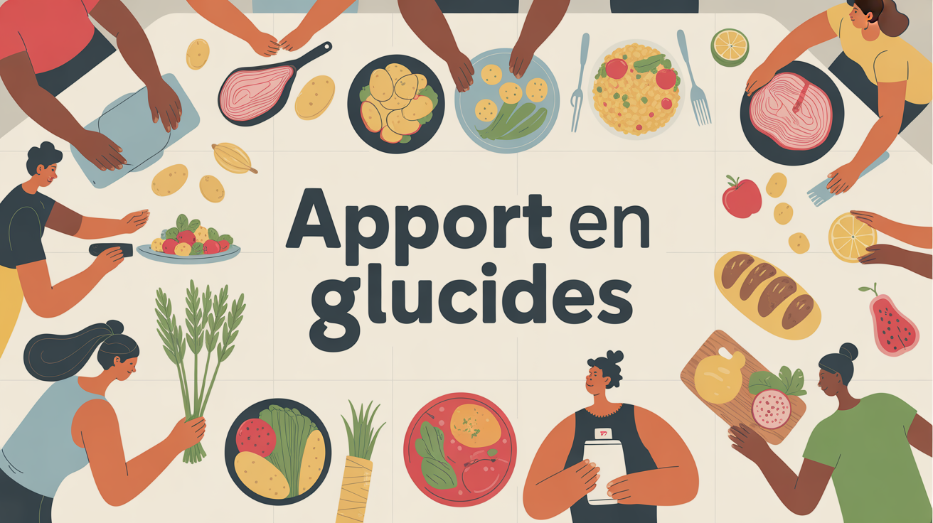 illustration apport glucides sur table cuisine pour sportif sédentaire