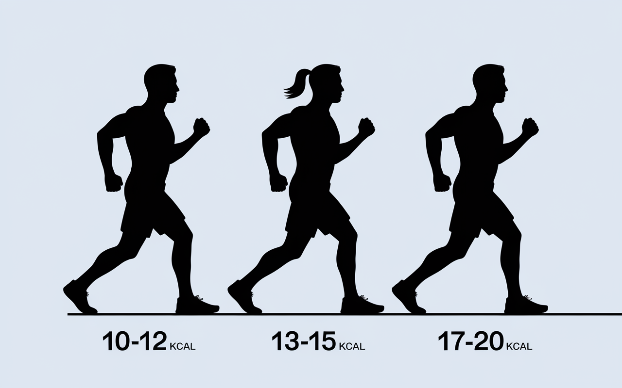 Tableau calories brûlées 100 marches trois poids