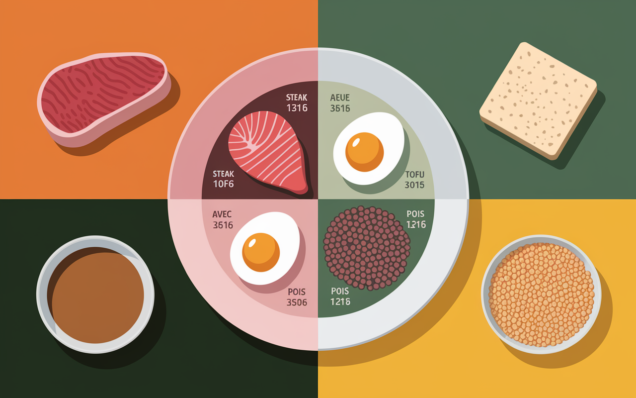 tableau quantite proteines aliments animaux vegetaux