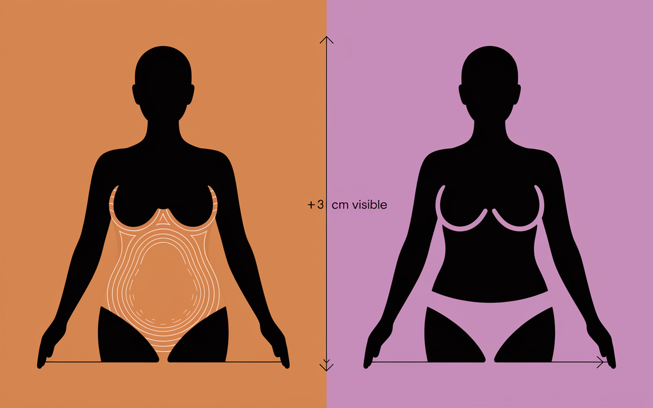 Visuel ventre gonfle vs graisse abdominale regle mesure