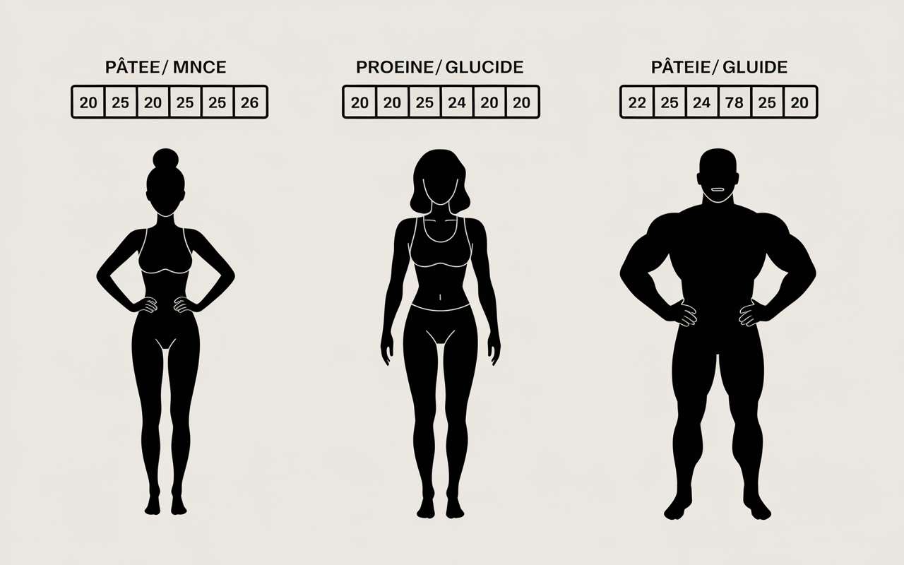 Silhouettes profiles ratio gainer prise de masse