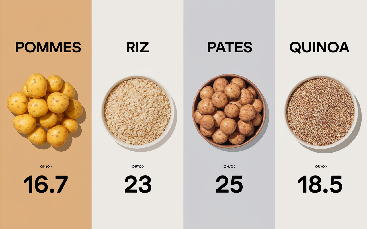 tableau comparatif glucides féculents