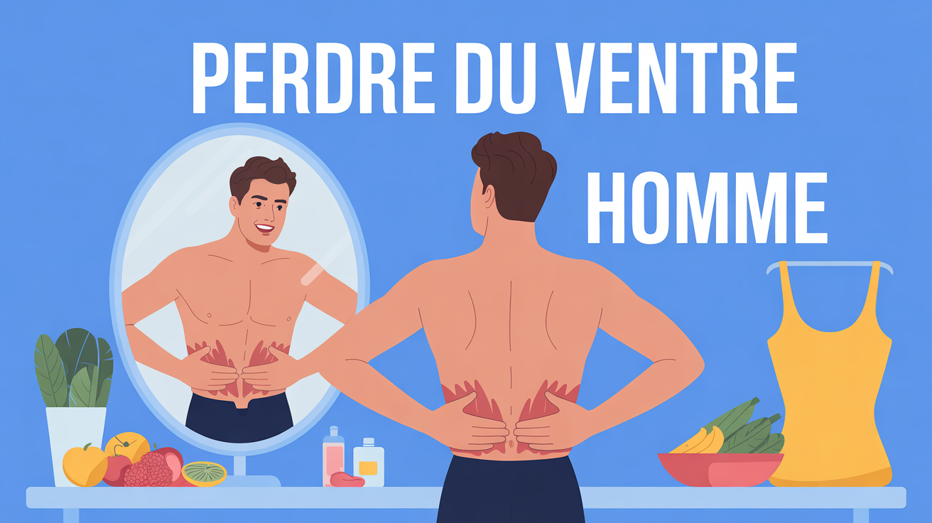 Perdre du ventre homme, halteres et legumes, motivation