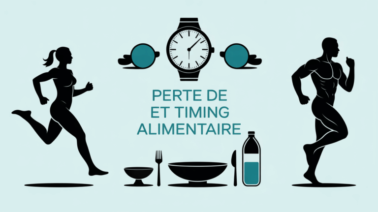 silhouettes sportives, assiette et bouteille eau pour perte de poids timing alimentaire
