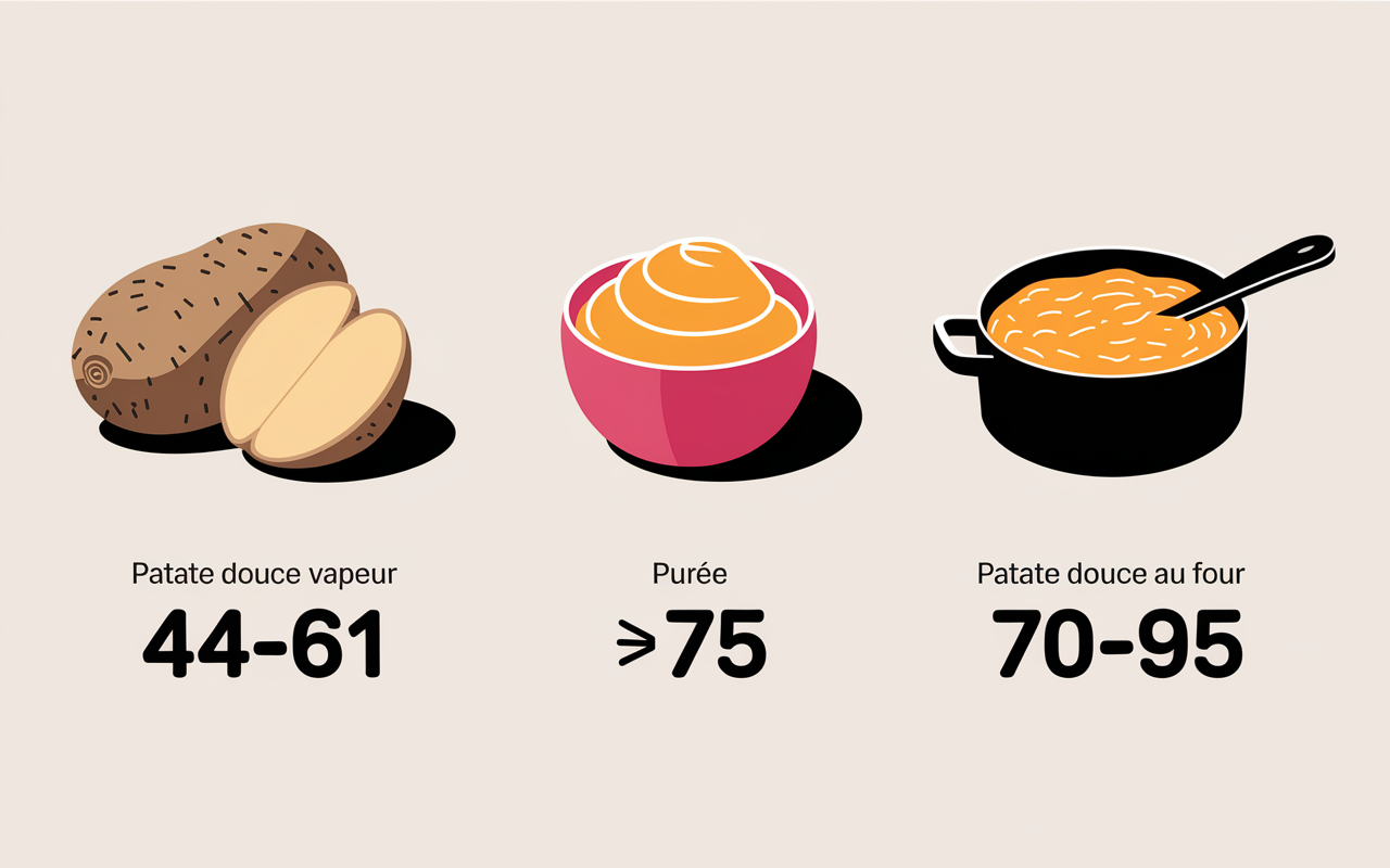 graphique ig patate douce modes cuisson