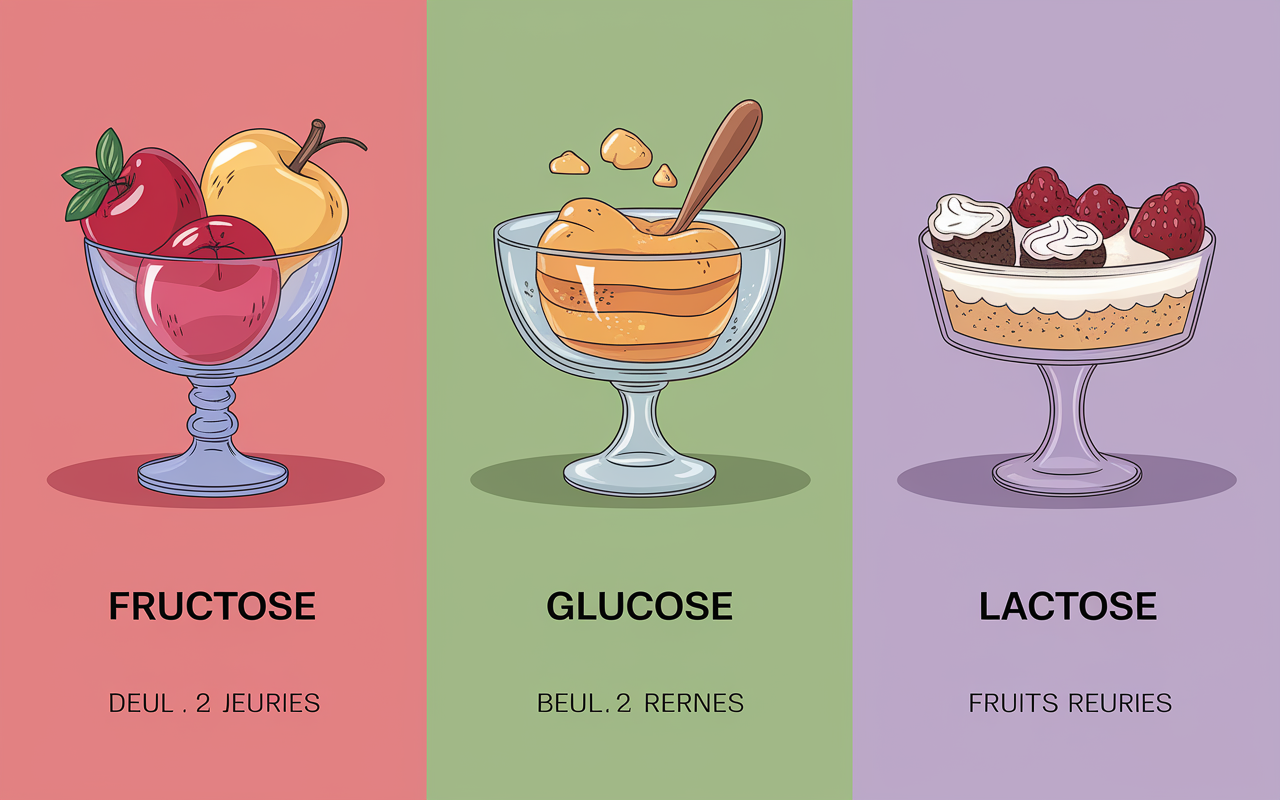 Bocaux type de sucre aliments fructose glucose lactose