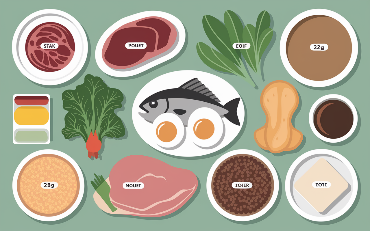 aliments proteines quantite tableau visuel