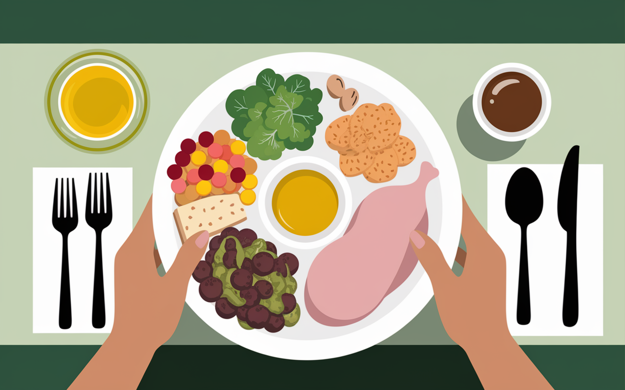 Assiette perte de poids legumes proteines reequilibrage alimentaire