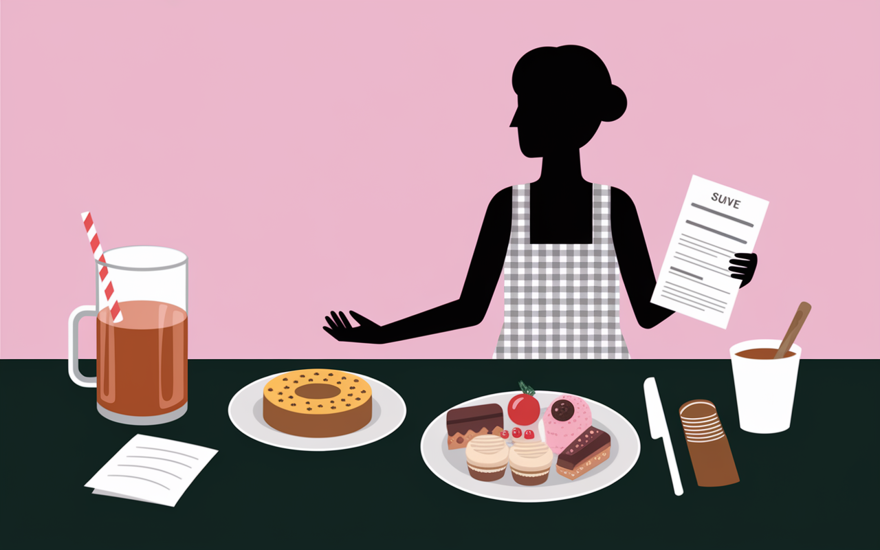 Silhouette choix entre L-glutamine protéine et pâtisseries pour perte de poids