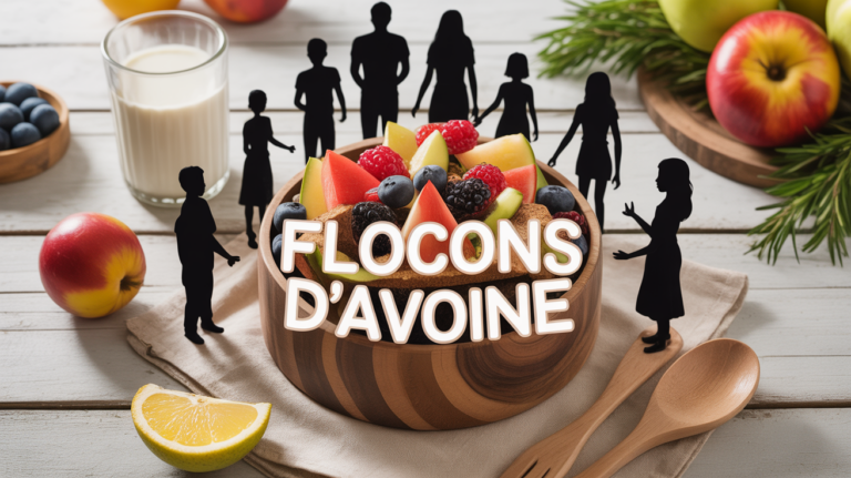 Bol flocons d’avoine avec fruits et lait petit déjeuner famille