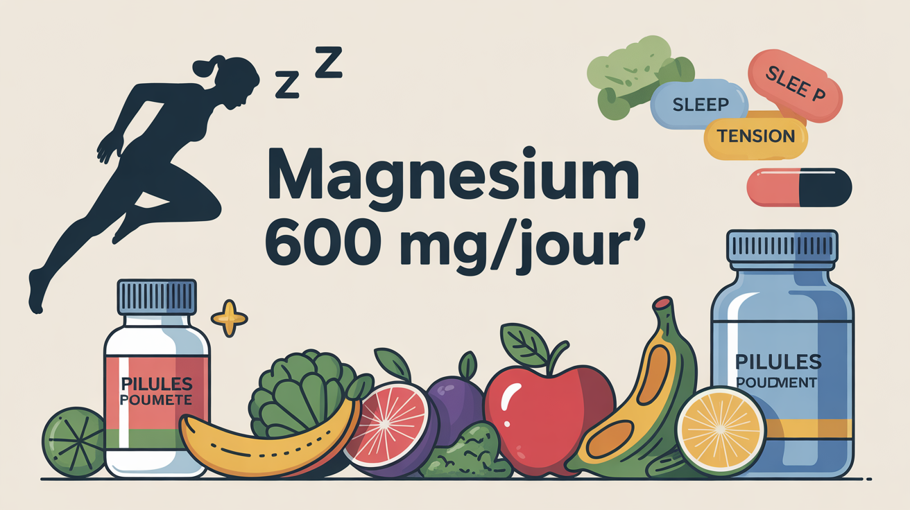 Compléments magnésium 600 mg, alimentation saine, bienfaits santé