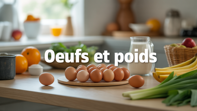 Oeufs et poids sur table petit dejeuner sain