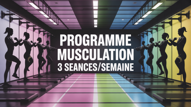 programme musculation 3 séances semaine salle silhouettes haltères tapis