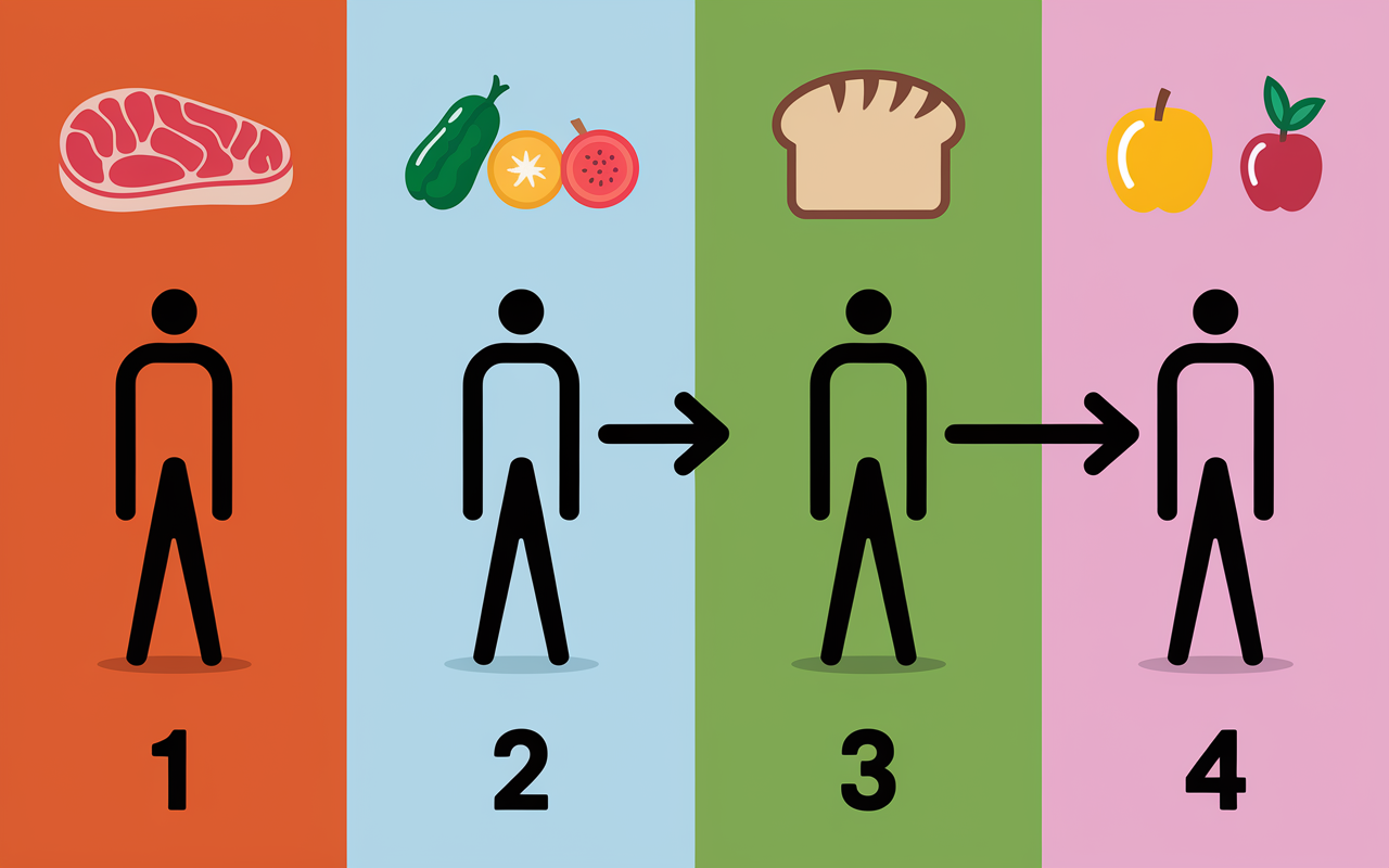 Tableau visuel 4 phases du Regime Dukan