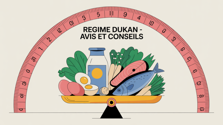 Illustration balance et aliments sains Regime Dukan avis
