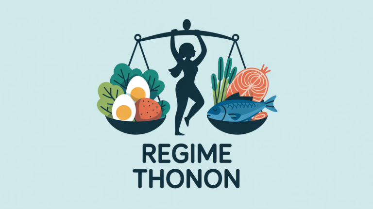 illustration regime thonon balance oeufs poisson legumes