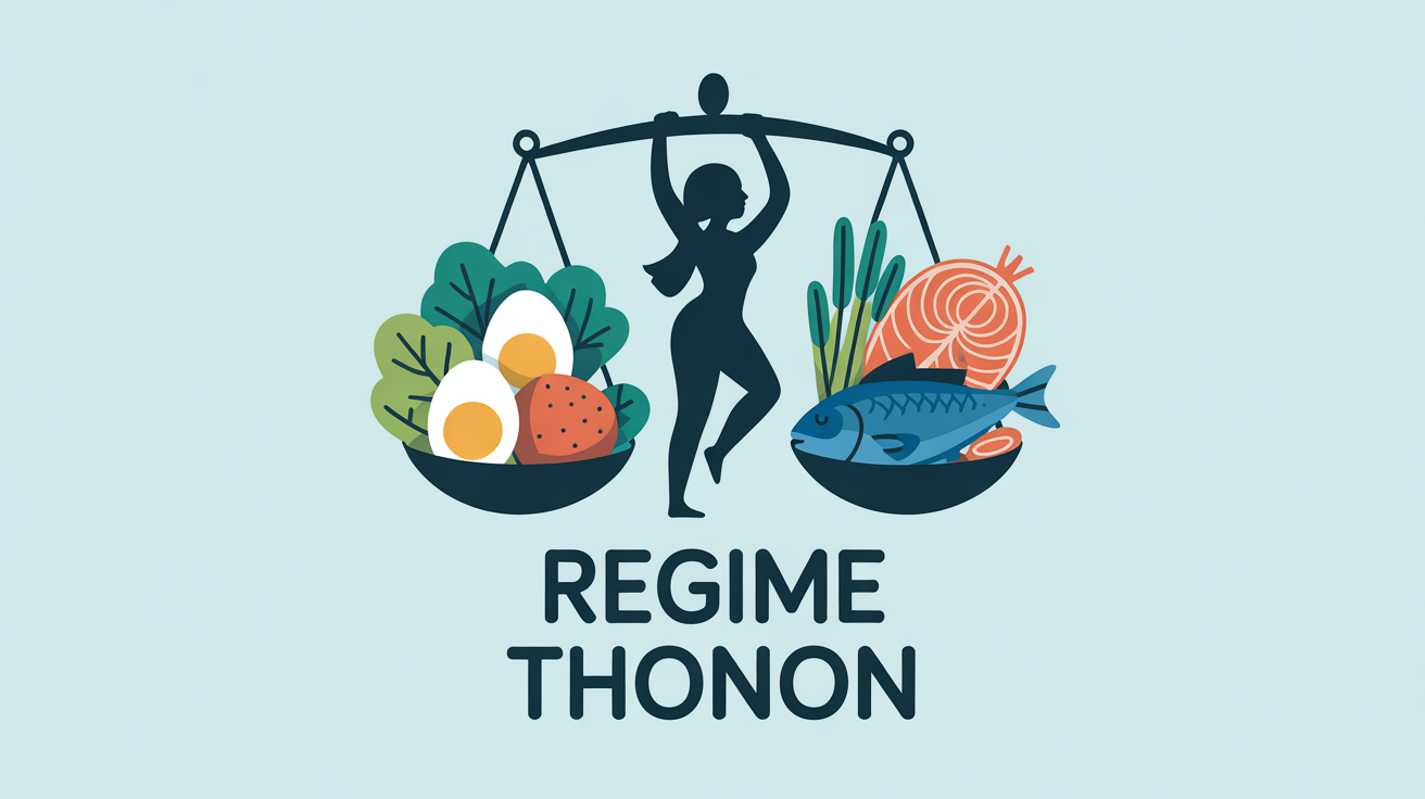 illustration regime thonon balance oeufs poisson legumes