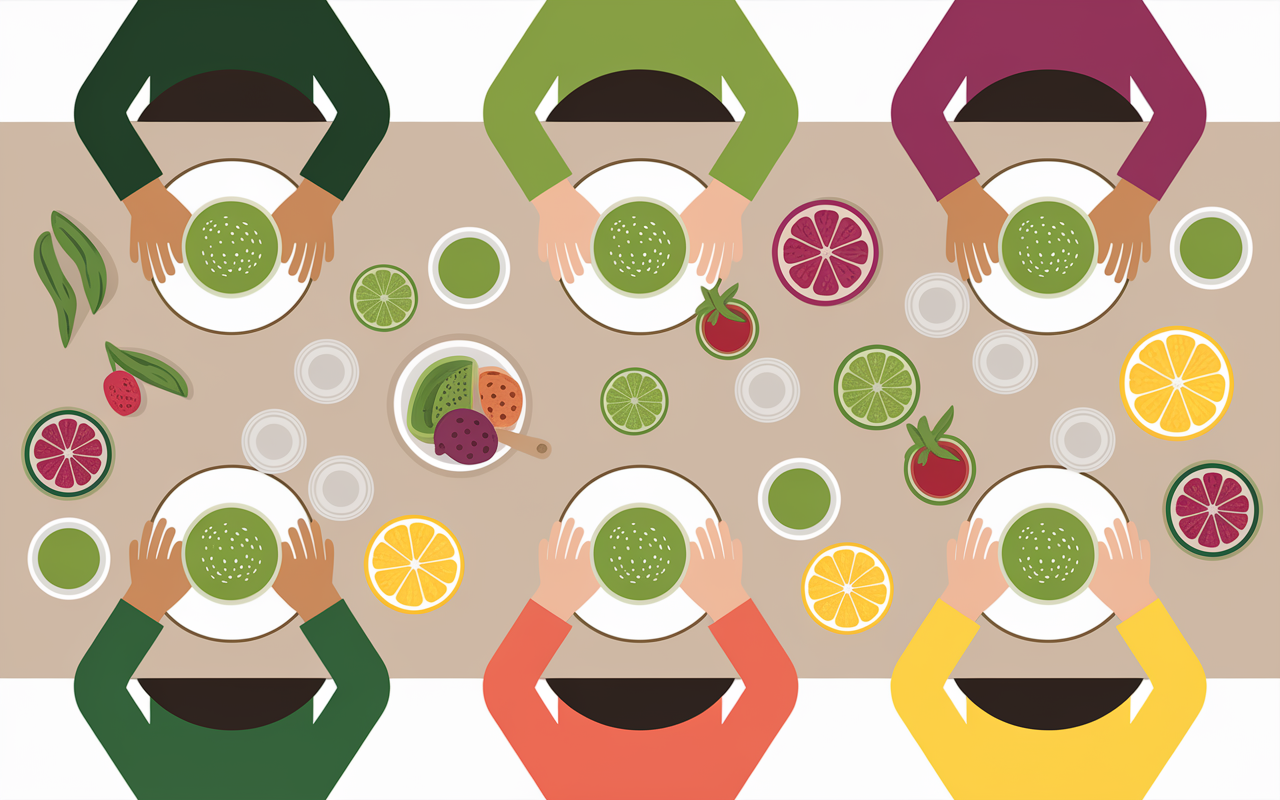 Table avec boissons et aliments brûle-graisse