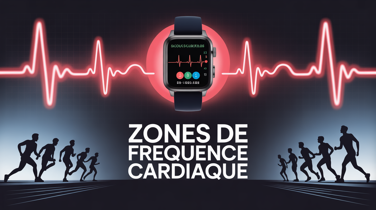 Zones de frequence cardiaque avec montre connectee et sportifs