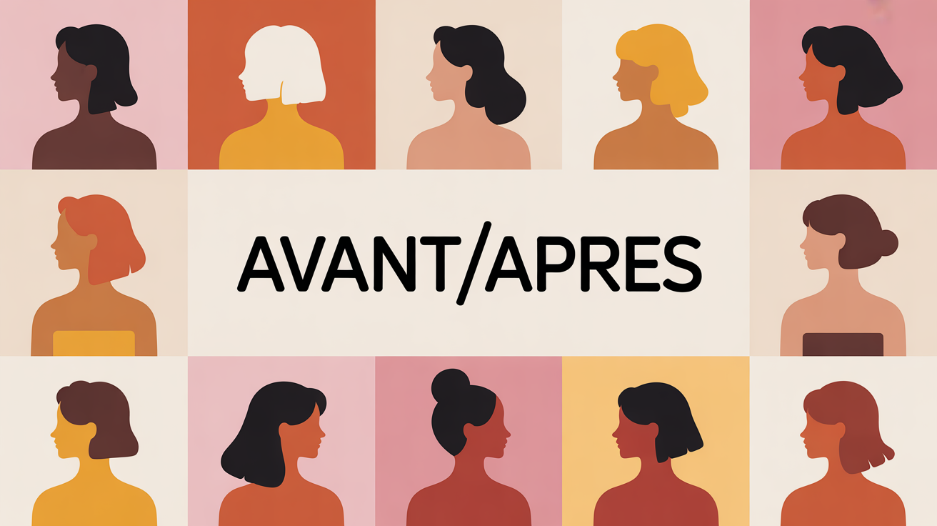 illustration avant apres silhouettes femmes entraide