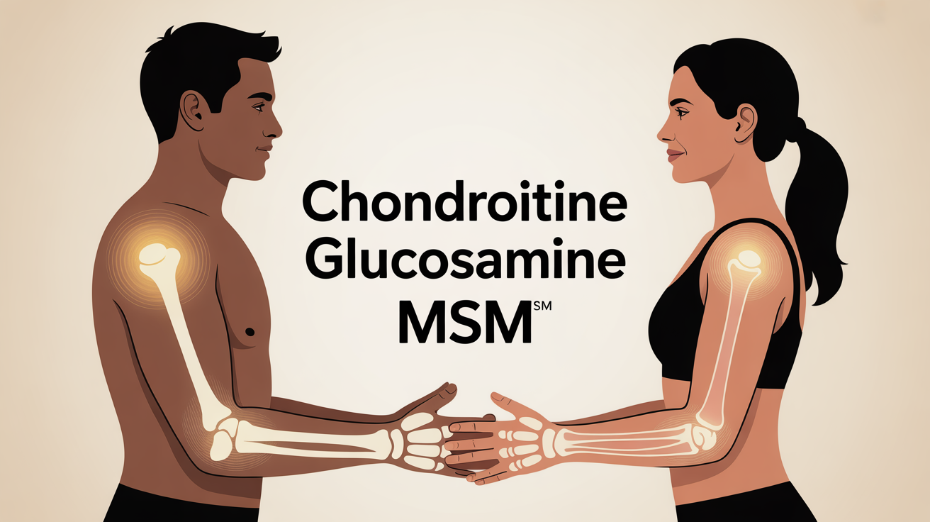 Vue homme femme dos articulations lumineuses chondroïtine glucosamine MSM