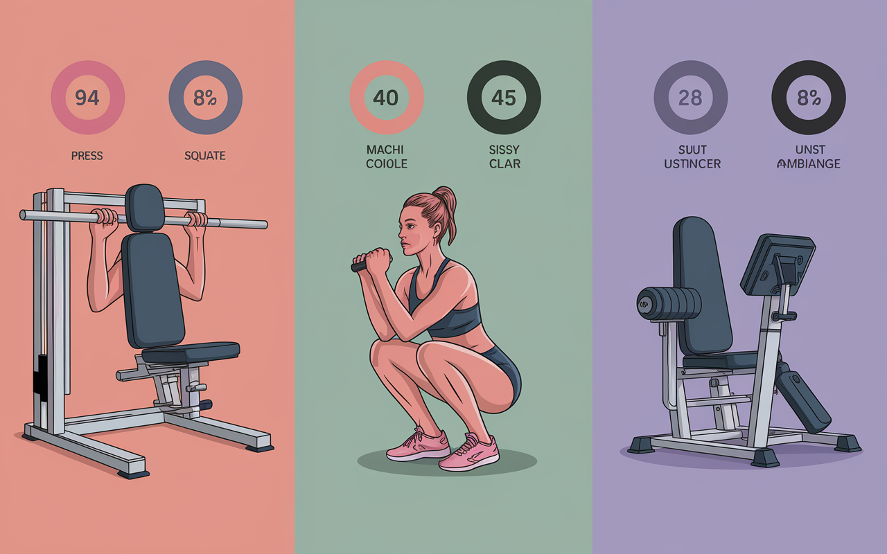 tableau comparatif machines jambes presse sissy squat multi-station