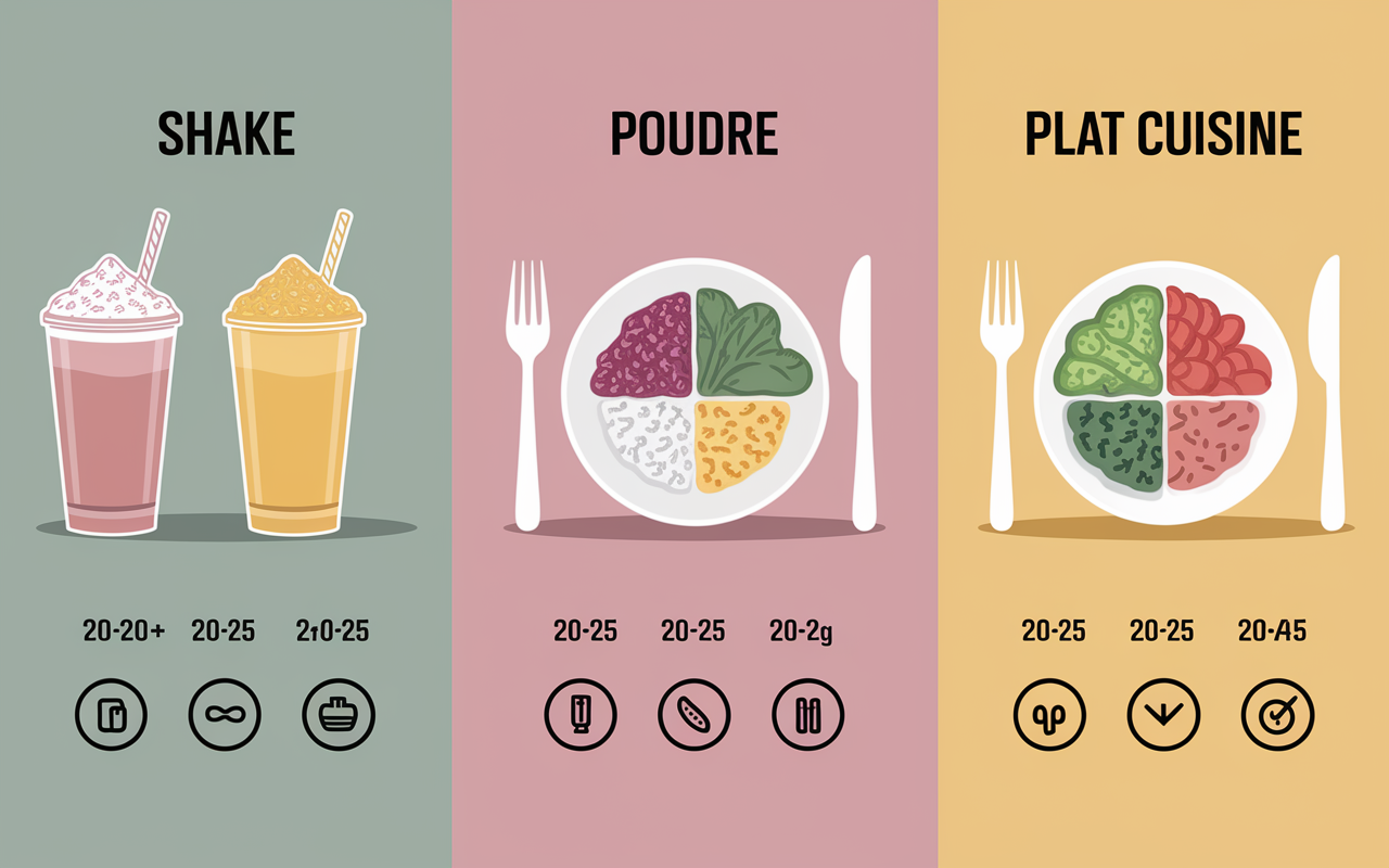 tableau comparatif substitut de repas protéiné whey repas classique
