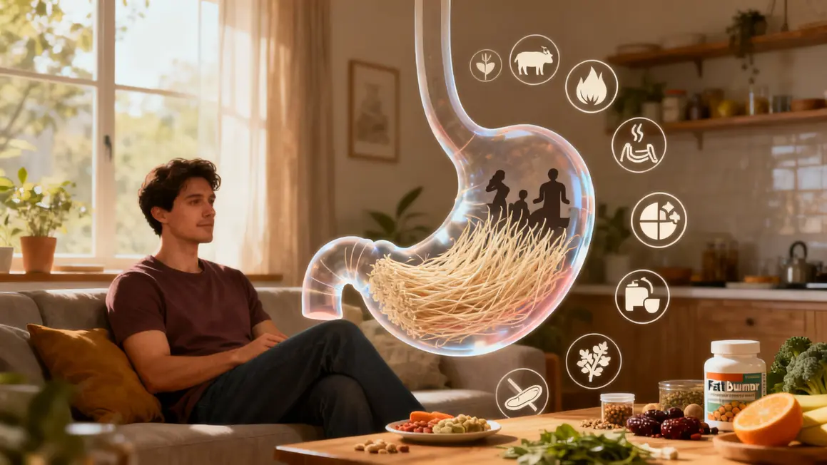 illustration coupe-faim naturel et bruleur de graisse estomac fibres