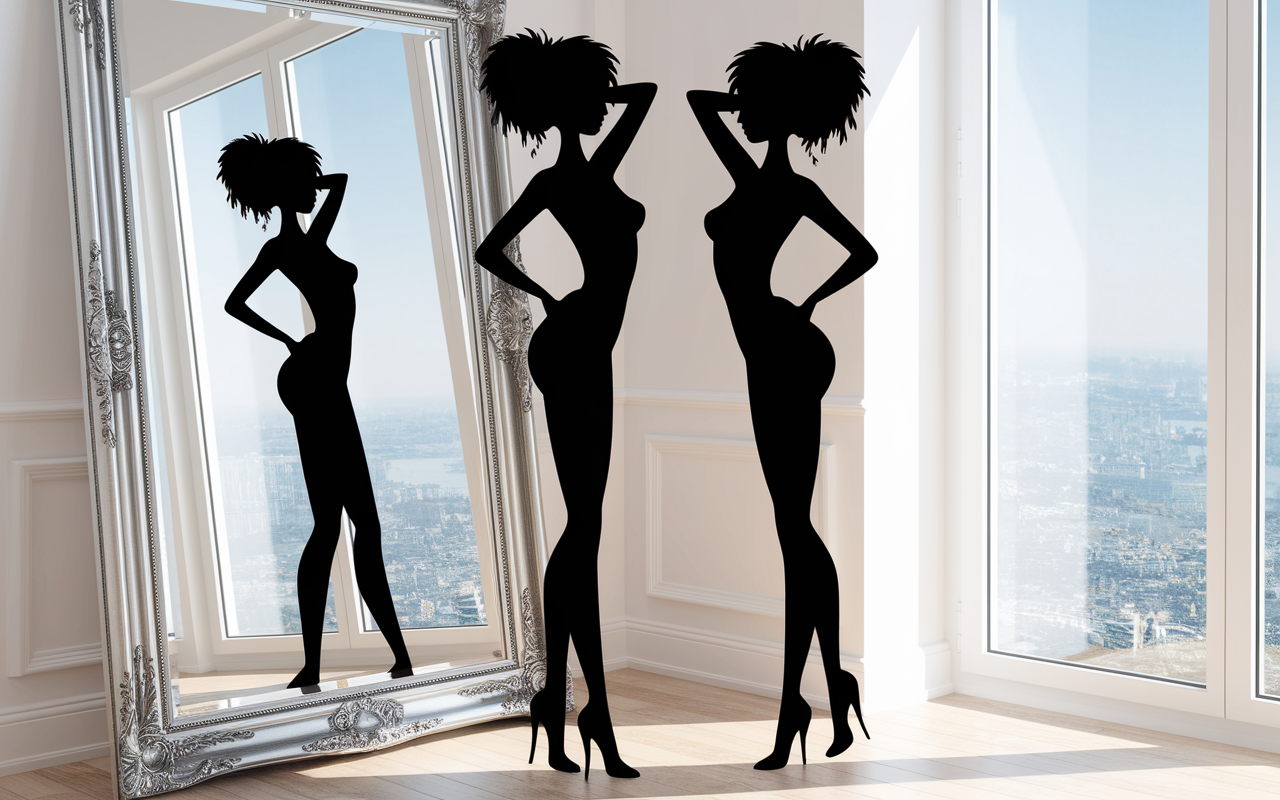 silhouettes feminines tonique devant miroir musculation