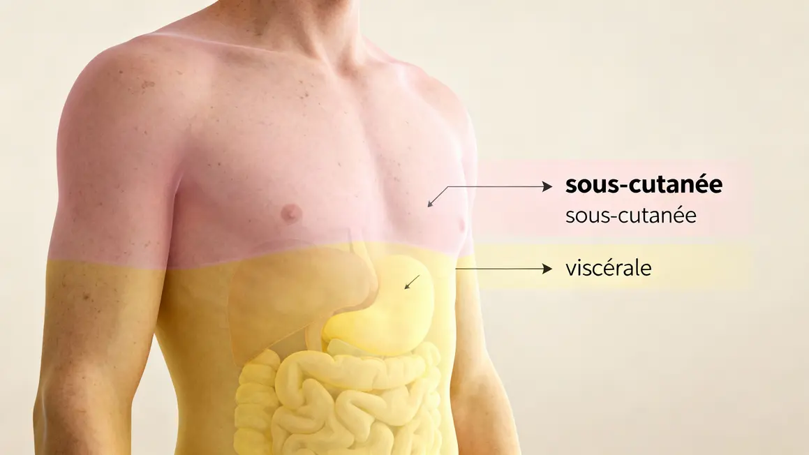 Schéma graisse abdominale sous-cutanée et viscérale