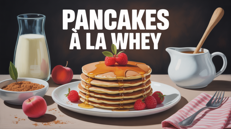 pile de pancakes a la whey fruits rouges et beurre de cacahuete