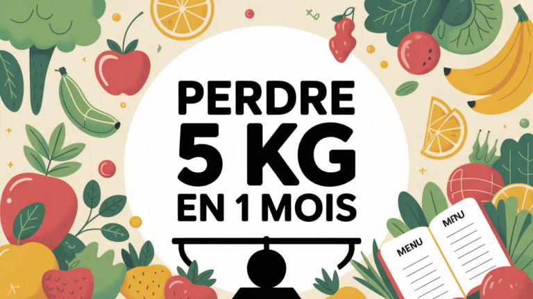 Visuel perte de 5 kg en 1 mois aliments et menu