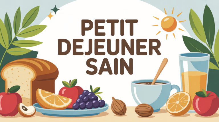 Petit dejeuner sain pain complet fruits noix boisson chaude