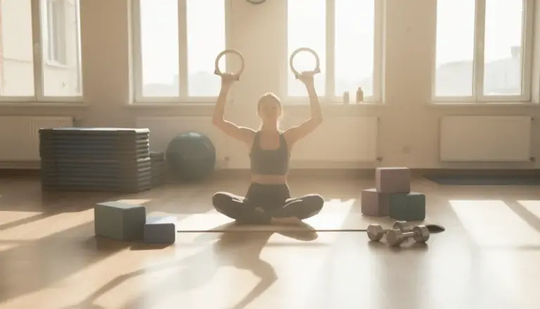 Exercice Pilates anneau sur tapis