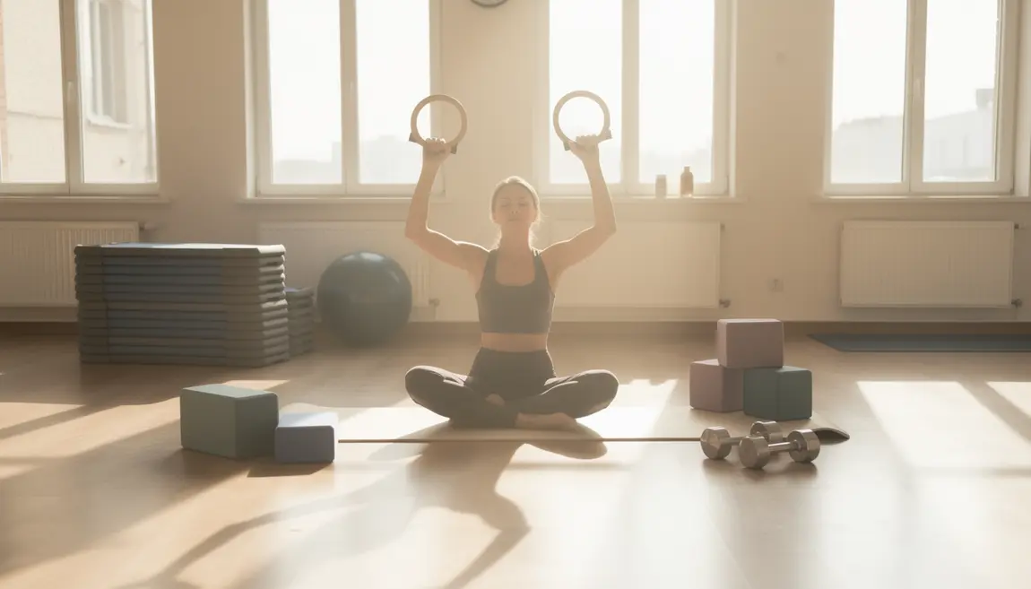 Exercice Pilates anneau sur tapis