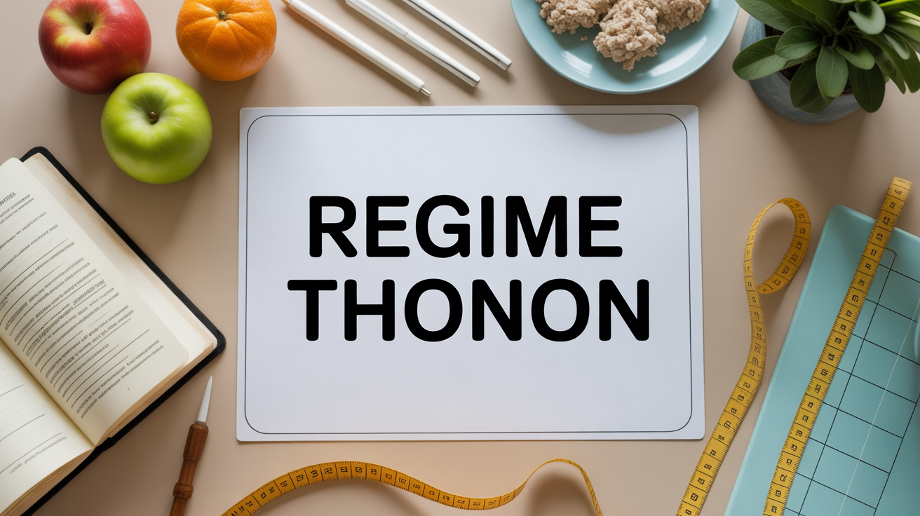 regime thonon guide imprime sur bureau avec fruits