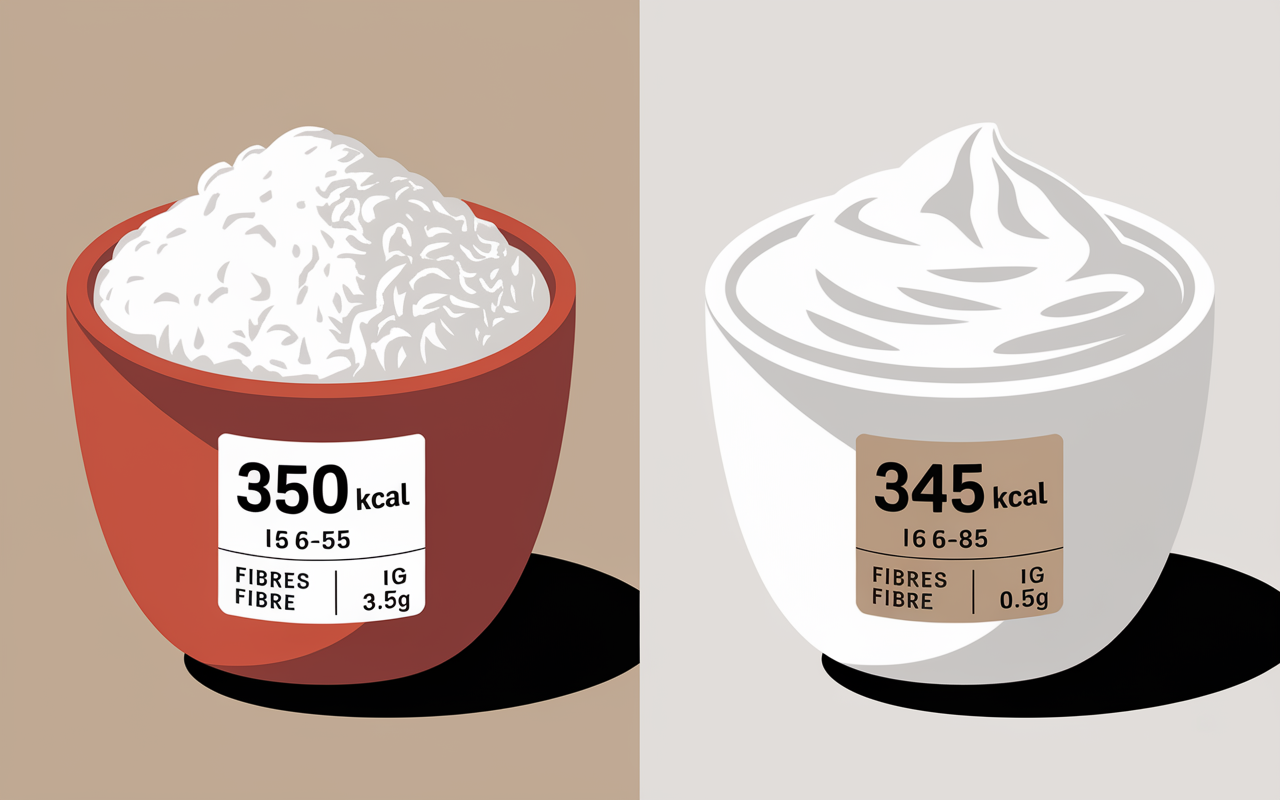 comparatif nutritionnel visuel riz complet riz blanc