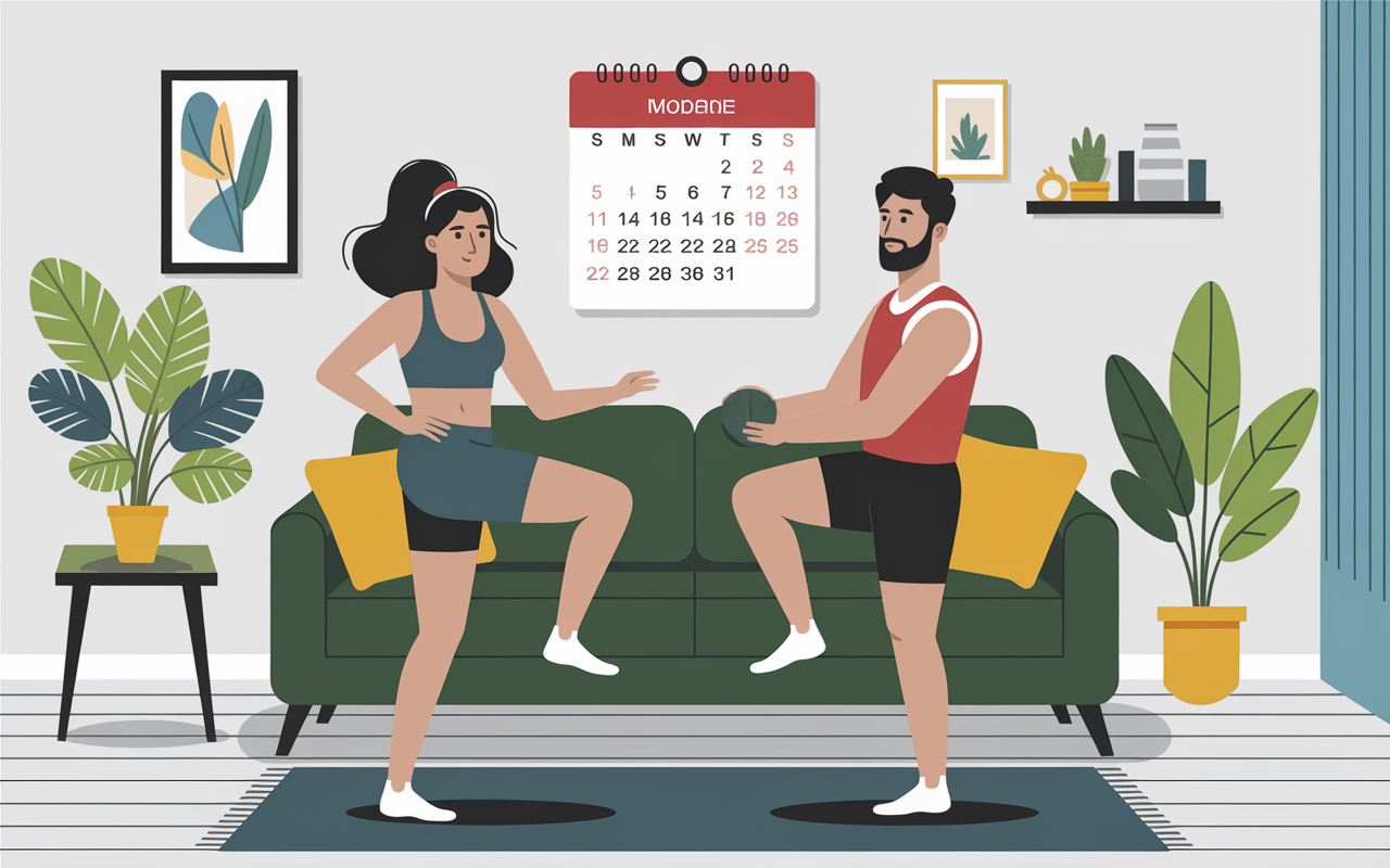 Routine sportive 2 fois par semaine entrainement salon