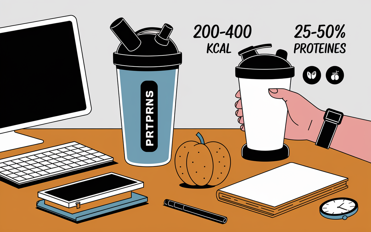 scène bureau sport substitut de repas protéiné