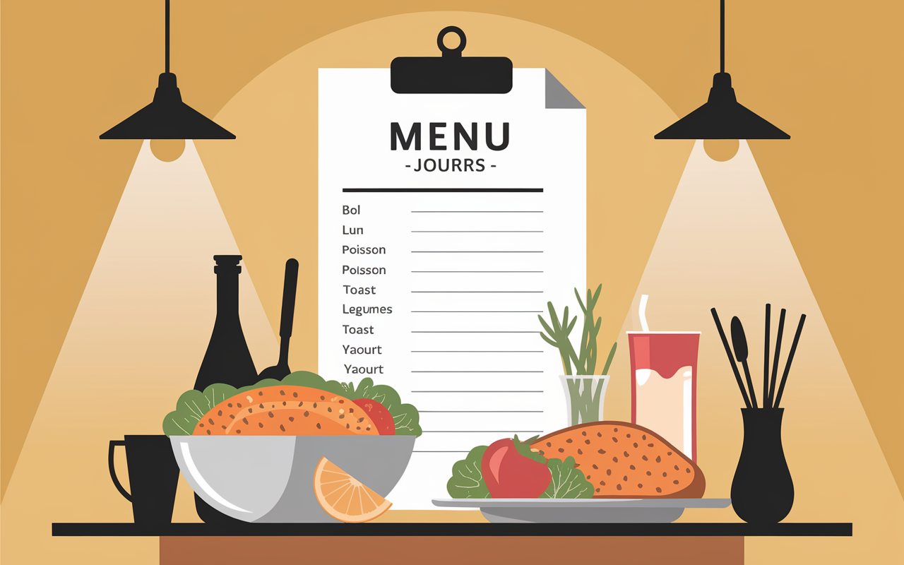 Tableau repas semaine perdre 5 kg en 1 mois sain