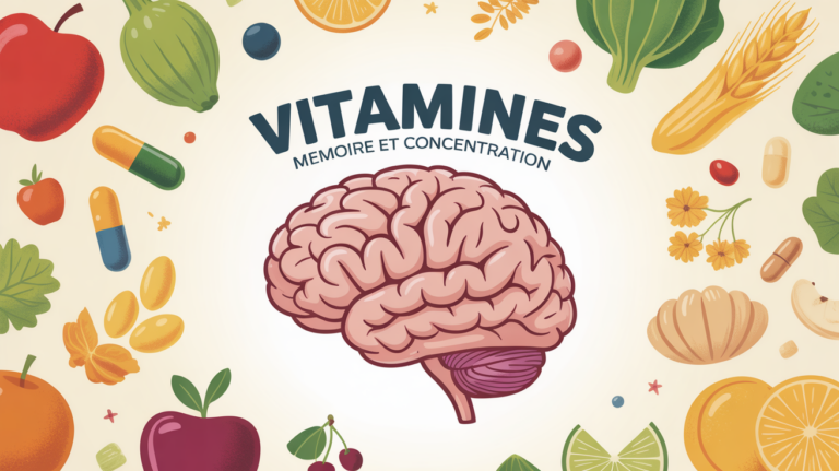 illustration cerveau aliments vitamines memoire concentration