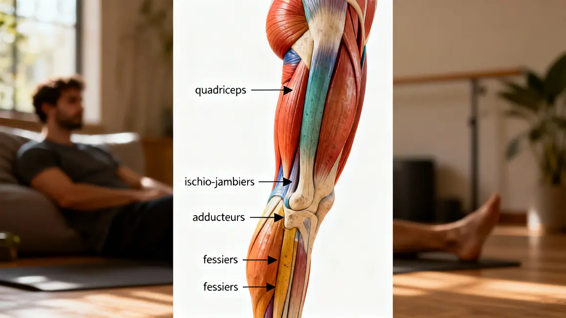 anatomie cuisses quadriceps ischio adducteurs fessiers diagramme
