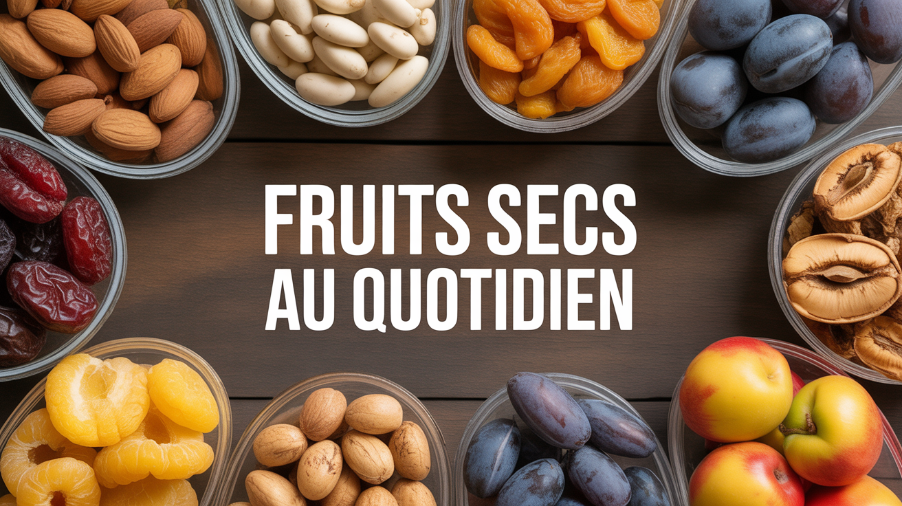 fruits secs en vrac sur table bois
