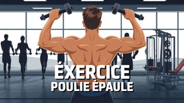 Personnage dos exercice epaule poulie salle musculation