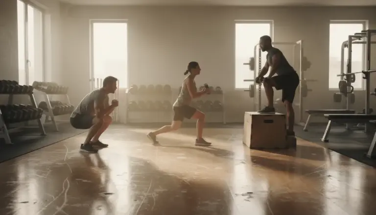 trois exercices cuisses squats fentes step-ups salle de sport