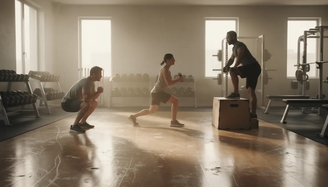 trois exercices cuisses squats fentes step-ups salle de sport