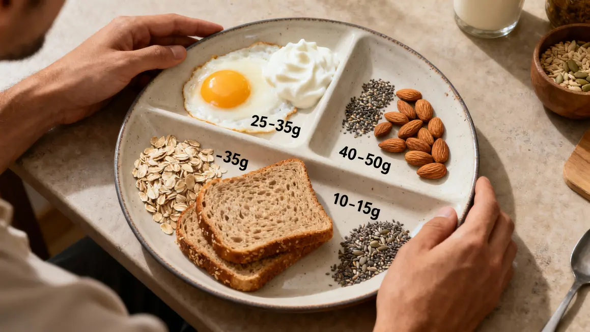 Petit déjeuner sèche protéines glucides lipides essentiels
